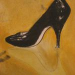 "Black Patent Leather Pump" 12x18 colored pencil on cold-pressed watercolor paper