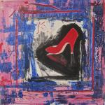 "Daring Red Pump" 24x24 acrylic on wood