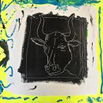 "Black Bull" 24x24 acrylic on wood