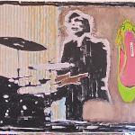 "Charlie Watts with Mustard Flat" 48x24 acrylic on canvas
